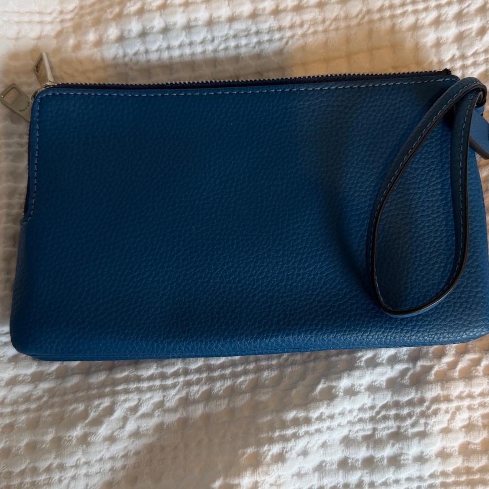 Coach Blue Double Zipper Leather Wristlet - Picture 7 of 7